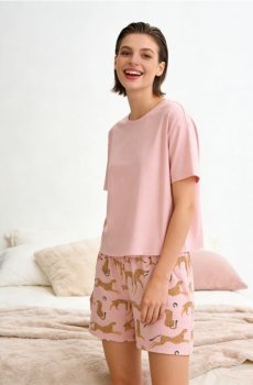 Двочастинний піжамний комплект з малюнком гепарда - світло-помаранчевий