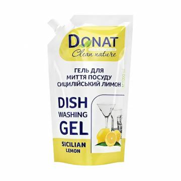 Гель для мытья посуды Donat Clean Nature Сицилийский лимон, 1 л (дойпак) Гель для мытья посуды Donat Clean Nature Сицилийский лимон, 1 л (дойпак)