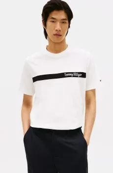 Мужская белая футболка LOOPBACK STRIPE Белый S Tommy Hilfiger MW0MW41765