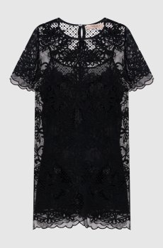 Черное платье мини с вышивкой