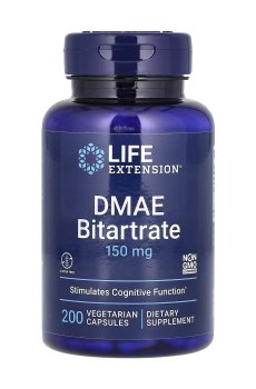 Диметиламиноэтанол Life Extension DMAE Bitartrate, 150 мг, 200 вегетарианских капсул