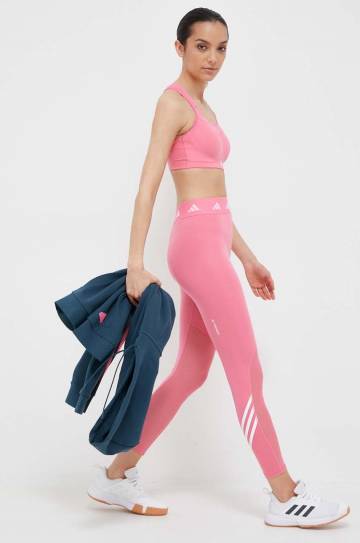 Спортивный бюстгальтер adidas Performance цвет розовый Спортивный бюстгальтер adidas Performance цвет розовый