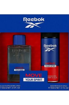 Парфюмированный набор мужской Reebok Move Your Spirit (туалетная вода, 100 мл + дезодорант-спрей, 150 мл)