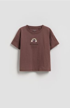 Reserved - Бавовняна футболка з принтом - темно-фіолетовий - 907HR-49X