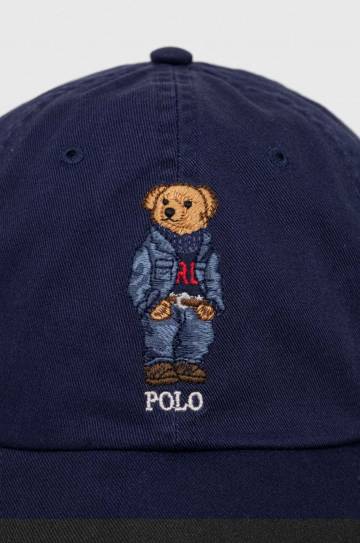 Хлопковая кепка Polo Ralph Lauren цвет синий с аппликацией Хлопковая кепка Polo Ralph Lauren цвет синий с аппликацией