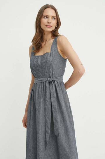 Платье с примесью шелка Dkny цвет серый midi расклешённое DD4B5715 Платье с примесью шелка Dkny цвет серый midi расклешённое DD4B5715