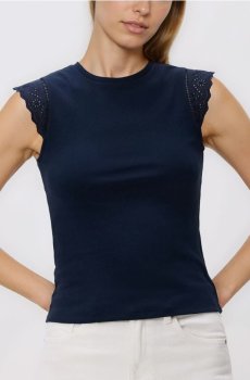 Reserved - Бавовняний топ - темно-синій - 460KL-59X