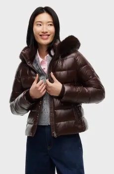 Женский темно-коричневый пуховик GLOSS Коричневый M Tommy Hilfiger WW0WW51516