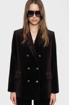 Женский темно-коричневый жакет Vaska Коричневый 34 ZADIG&VOLTAIRE WWBL01943_DARK CHOCOLATE