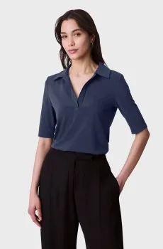 Женское темно-синее поло CREPE JERSEY Синий M Calvin Klein LV044C221G