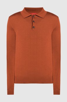 Коричневое поло из шерсти, шелка и кашемира