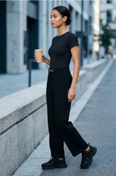 Штани wide leg - чорний