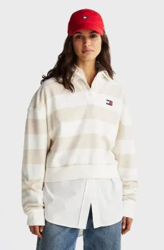Женская спортивная кофта в полоску TJW BOXY BADGE POLO HWK Разноцветный XS Tommy Jeans DW0DW19409