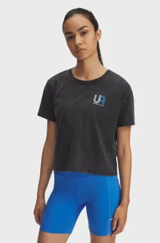 Женская черная футболка UA Run Graphic SS 1 Черный XS Under Armour 6005094-003