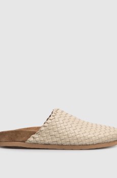 Кожаные мюли цвета хаки