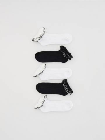 Reserved - 5 пар бавовняних шкарпеток з мереживом - білий - 124FQ-00X