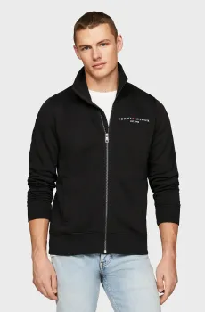Мужская черная спортивная кофта TOMMY LOGO ZIP THRU STAND COLLAR Черный L Tommy Hilfiger MW0MW29327