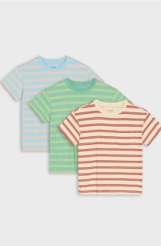 Бавовняні футболки в смужку 3 pack - бежевий