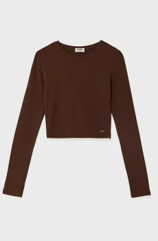 Женский коричневый лонгслив Коричневый XS Tally Weijl STSCOCUFFA