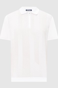 Белое поло в узор полоски