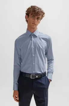 Мужская голубая рубашка с узором Голубой 43 BOSS 50508537;479