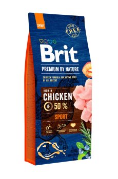 Сухой корм для собак Brit Premium By Nature Sport с повышенными физическими нагрузками, со вкусом курицы, 15 кг