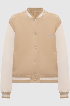 Бежевая спортивная куртка с вышивкой логотипа