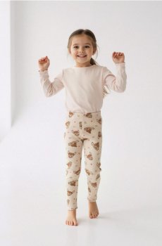 Бавовняні легінси з візерунком Bambi - бежевий