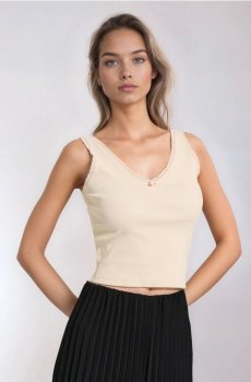 В’язана майка в рубчик - нюдовий