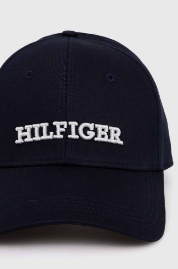 Хлопковая кепка Tommy Hilfiger цвет синий с аппликацией Хлопковая кепка Tommy Hilfiger цвет синий с аппликацией