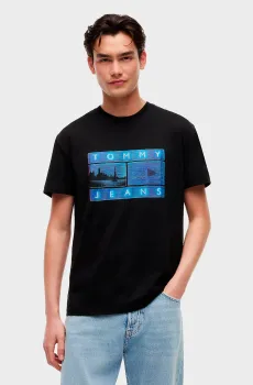 Мужская черная футболка REG PHOTO Черный XL Tommy Jeans DM0DM23191