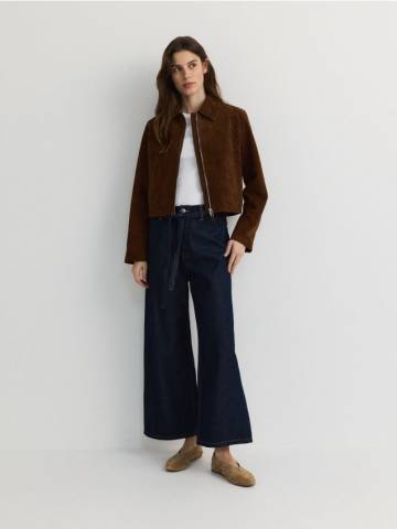 Reserved - Джинси з поясом wide leg - темно-синій - YT198-59J Reserved - Джинси з поясом wide leg - темно-синій - YT198-59J