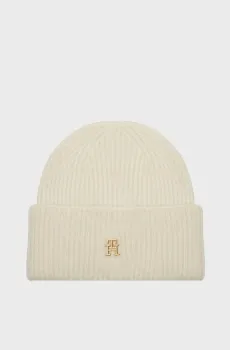 Женская белая шапка TH LUXE BEANIE Белый ONESIZE Tommy Hilfiger AW0AW16628