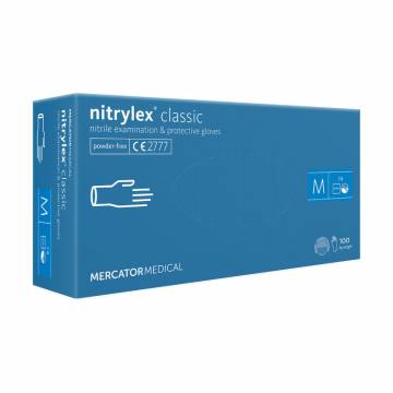 Перчатки нитриловые смотровые Nitrylex Classic нестерильные, неприпудренные, размер M, синие, 100 шт
