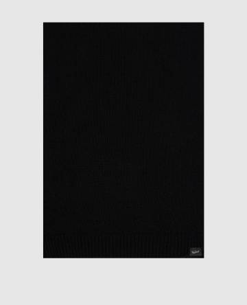 Черный шарф с шерстью с нашивкой логотипа