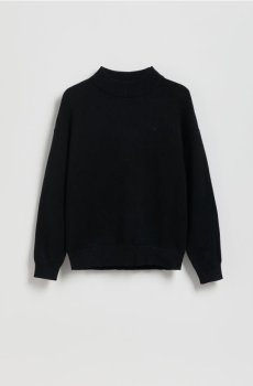 Reserved - Светр з коміром-стійкою - чорний - 650FH-99X