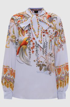 Голубая блузка из шелка в принт