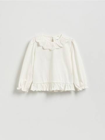 Reserved - Блузка з коміром - кремовий - 409FT-01X