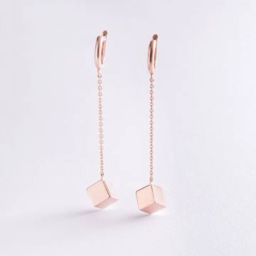 Золотые серьги с кубиками 470061 Золотые серьги с кубиками 470061
