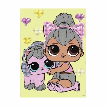 Алмазная мозаика Ideyka LOL Surprise! Kitty Queen With Kitty Kitty с частичной выкладкой, 15*20 см (AML1206)
