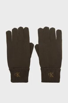 Женские темно-коричневые перчатки FINE RIB Коричневый ONESIZE Calvin Klein LV14F8021G