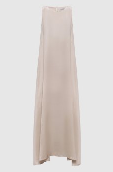 Бежевое платье макси с цепочкой мониль