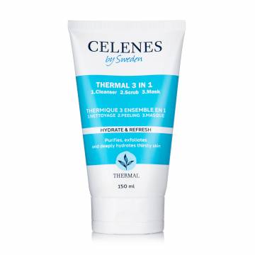 Средство для умывания, скраб, маска для лица Celenes Thermal 3-в-1 Cleanse-Scrub-Mask для всех типов кожи, 150 мл Средство для умывания, скраб, маска для лица Celenes Thermal 3-в-1 Cleanse-Scrub-Mask для всех типов кожи, 150 мл