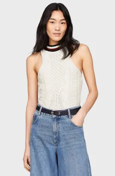 Женский белый топ THC VARSITY TANK SWEATER Белый L Tommy Hilfiger WW0WW41531