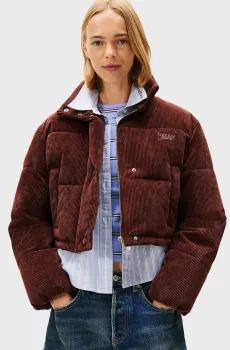 Женская коричневая вельветовая куртка PUFFER Коричневый XS Tommy Jeans DW0DW21658