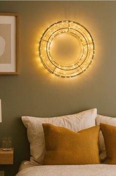 Різдвяний круглий вінок з LED-ліхтариками - срібний