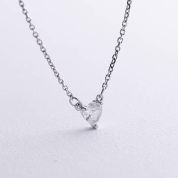 Серебряное колье "Сердечко" с фианитом 1121 Серебряное колье "Сердечко" с фианитом 1121