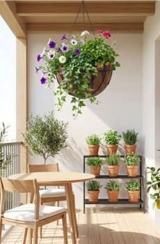 Підвісне металеве садове кашпо з корковою вкладкою - чорний