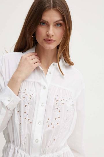 Хлопковое платье Pinko цвет белый maxi расклешённое 103728 A1XP Хлопковое платье Pinko цвет белый maxi расклешённое 103728 A1XP