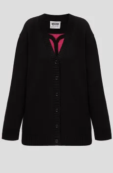 Женский черный шерстяной кардиган Черный S Moschino A0928.8706;3555
